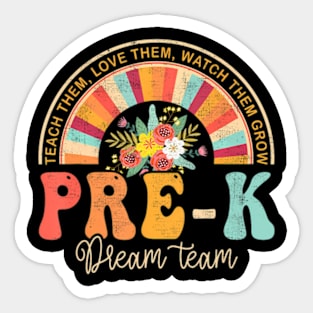 First Day Pre-K Team Teacher Kids 60s 70s Retro Sticker